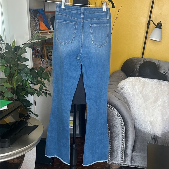 YMI Blue Flare Jeans with Distressed Details - Picture 3 of 6